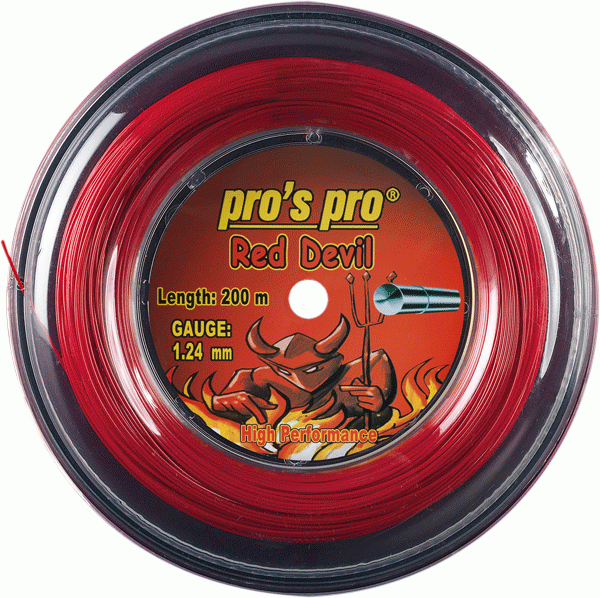 Pro's Pro 200-m-Tennissaite Red Devil 1,24 mm rot Deutsche Polyestersaite