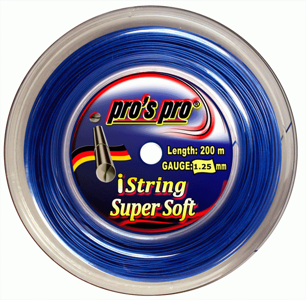 Pro's Pro 200 m Tennissaite iString Super Soft 1,25 mm signalblau Deutsche Polyestersaite armschonend