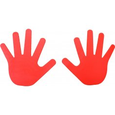 Hand shape floor markers red, pair