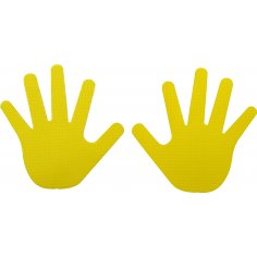 Hand shape floor markers yellow, pair