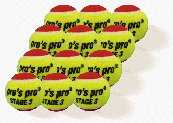 Pros Pro Tennisbälle Stage 3 12er gelb/rot ITF approved