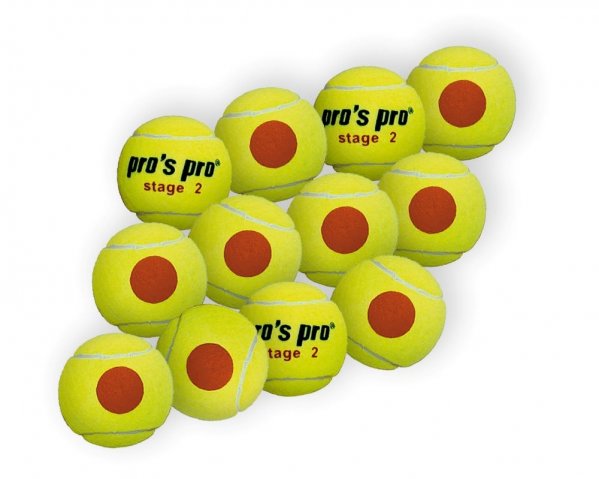 Pros Pro Tennisbälle Stage 2 12er gelb mit orangem Punkt ITF approved